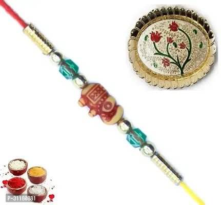 Designer Pendant Rakhi with Roli Chawal For Brothers-thumb0