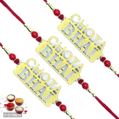 Designer Pendant Rakhi with Roli Chawal Pack of 3 For Brothers-thumb0