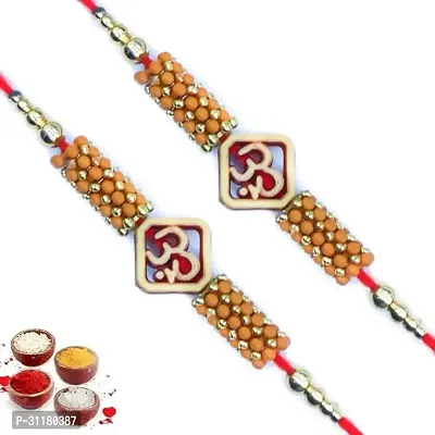 Designer Pendant Rakhi with Roli Chawal Pack of 2 For Brothers-thumb0