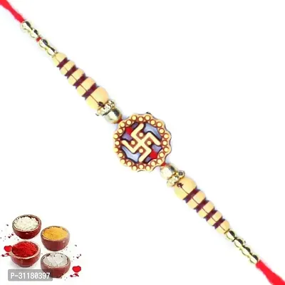 Designer Pendant Rakhi with Roli Chawal For Brothers-thumb0