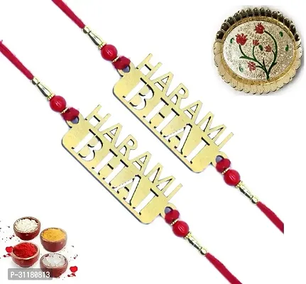 Designer Pendant Rakhi with Roli Chawal Pack of 2 For Brothers-thumb0