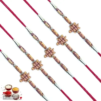 Designer Pendant Rakhi with Roli Chawal Pack of 5 For Brothers