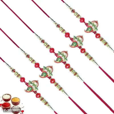 Designer Pendant Rakhi with Roli Chawal Pack of 5 For Brothers