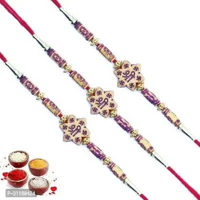 Designer Pendant Rakhi with Roli Chawal Pack of 3 For Brothers