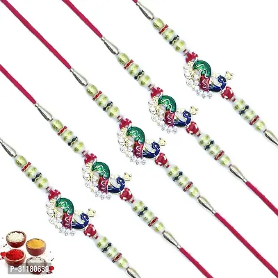 Designer Pendant Rakhi with Roli Chawal Pack of 5 For Brothers-thumb0