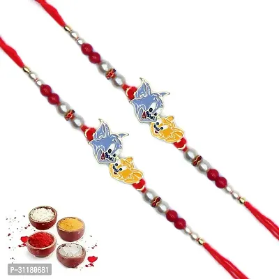 Designer Pendant Rakhi with Roli Chawal Pack of 2 For Brothers-thumb0