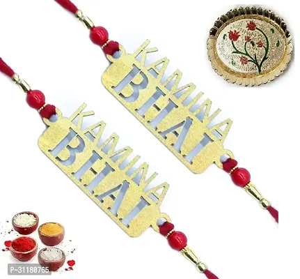 Designer Pendant Rakhi with Roli Chawal Pack of 2 For Brothers-thumb0