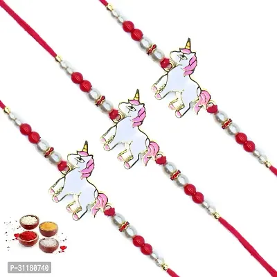 Designer Pendant Rakhi with Roli Chawal Pack of 3 For Brothers