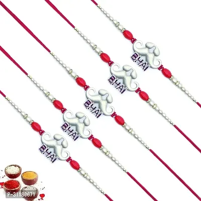 Designer Pendant Rakhi with Roli Chawal Pack of 5 For Brothers-thumb0