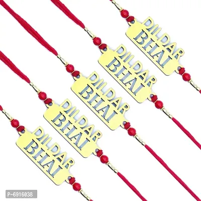 Dildar Bhai  Pendant Set of Five Rakhi For Brother | Designer Rakhi | Premium Rakhi | Rakhi For Rakshabandhan For Brother  GH14-5