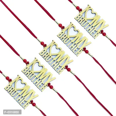 Love My Brother  Pendant Set of Five Rakhi For Brother | Designer Rakhi | Premium Rakhi | Rakhi For Rakshabandhan For Brother  GH15-5