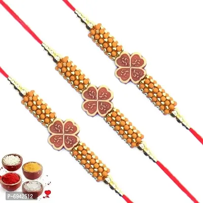 Set of Three Rakhi For Brother |  Send Rakhi to India For Brother |Designer Rakhi | Premium Rakhi | Rakhi For Rakshabandhan For Brother GH7004-3-thumb0