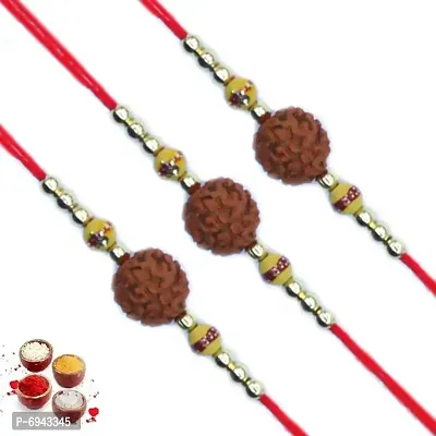 Set of Three Rakhi For Brother |  Send Rakhi to India For Brother |Designer Rakhi | Premium Rakhi | Rakhi For Rakshabandhan For Brother GH7404-3