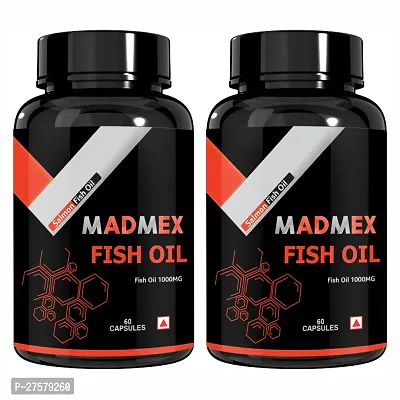 MADMEX Omega 3 Fish Oil 1000mg [360mg EPA  240mg DHA, 60 Softgel]  (60+60 No) , omega3 capsule-thumb0