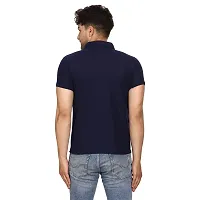 SMAN Men's Polo T-Shirt Regular Fit Polyester Half Sleeve Multicolour with Navy Blue Without Pocket Combo Pack of 2 (Navy Blue  Gray, M)-thumb4