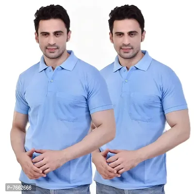 SMAN Men's Polo Regular Fit Half Sleeve Polyester T-Shirt with Side Pocket Combo Pack of 2 | Multicolor |