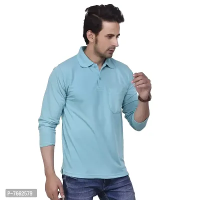 SMAN Stylish Men's Regular Fit Collared Full Sleeve Polo T-Shirt Real Matty Cotton Blend with Pocket for Winter (Multicolors)