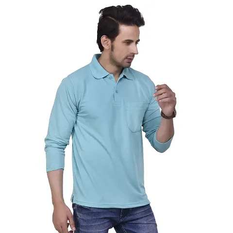 SMAN Stylish Men's Regular Fit Collared Full Sleeve Polo T-Shirt Real Matty Blend with Pocket for Winter (Multicolors)