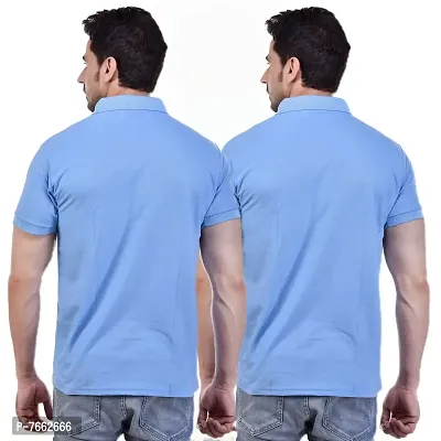 SMAN Men's Polo Regular Fit Half Sleeve Polyester T-Shirt with Side Pocket Combo Pack of 2 | Multicolor |-thumb2