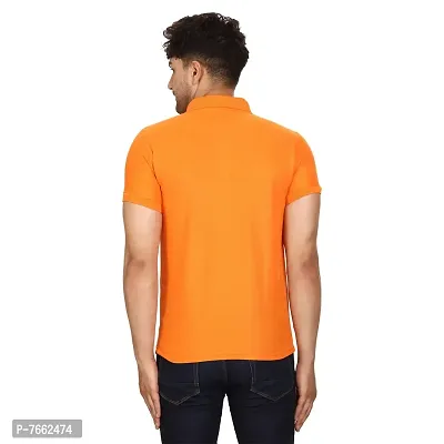 SMAN Men's Polo T-Shirt Regular Fit Polyester Half Sleeve Multicolour with Orange Without Pocket Combo Pack of 2 (Orange  Lemon, 2XL)-thumb5