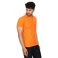 SMAN Men's Polo T-Shirt Regular Fit Polyester Half Sleeve Multicolour with Orange Without Pocket Combo Pack of 2 (Orange  Aqua, M)-thumb2