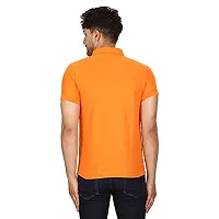 SMAN Men's Polo T-Shirt Regular Fit Polyester Half Sleeve Multicolour with Orange Without Pocket Combo Pack of 2 (Orange  Aqua, M)-thumb4