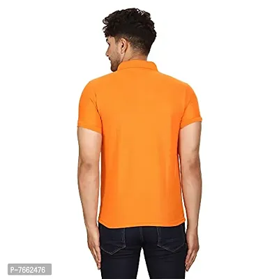 SMAN Men's Polo T-Shirt Regular Fit Polyester Half Sleeve Multicolour with Orange Without Pocket Combo Pack of 2 (Orange  Aqua, M)-thumb5