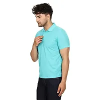 SMAN Men's Polo T-Shirt Regular Fit Polyester Half Sleeve Multicolour with Orange Without Pocket Combo Pack of 2 (Orange  Aqua, M)-thumb3