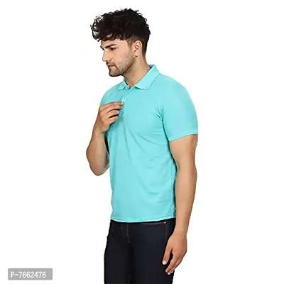 SMAN Men's Polo T-Shirt Regular Fit Polyester Half Sleeve Multicolour with Orange Without Pocket Combo Pack of 2 (Orange  Aqua, M)-thumb4