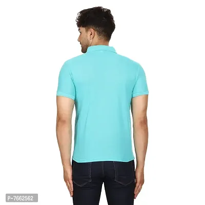 SMAN Men's Polo T-Shirt Regular Fit Polyester Half Sleeve Multicolour with Aqua Without Pocket Combo Pack of 2 (Aqua  Orange, L)-thumb3