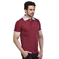 SMAN Men's Polo T-Shirt Regular Fit Polyester Half Sleeve Combo Pack of 2 (Maroon  Navy Blue, M)-thumb3