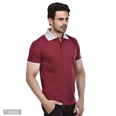 SMAN Men's Polo T-Shirt Regular Fit Polyester Half Sleeve Combo Pack of 2 (Maroon  Navy Blue, M)-thumb4