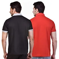 SMAN Men's Polo T-Shirt Regular Fit Polyester Half Sleeve Contrast Colour Combo Pack of 2-thumb1