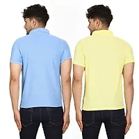 SMAN Men's Polo T-Shirt Regular Fit Polyester Half Sleeve Multicolor Without Pocket Combo Pack of 2 (SkyBlue  Lemon, 2XL)-thumb1