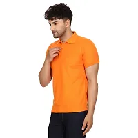 SMAN Men's Polo T-Shirt Regular Fit Polyester Half Sleeve Multicolour with Navy Blue Without Pocket Combo Pack of 2 (Navy Blue  Orange, XL)-thumb3