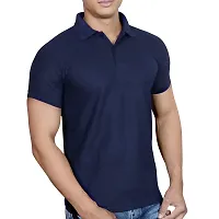 SMAN Men's Solid Polo T-Shirt Slim Fit, Half Sleeve Bottom Neck Collar for Causal and Daily use Combo Pack of 2-thumb2