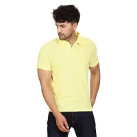 SMAN Men's Polo T-Shirt Regular Fit Polyester Half Sleeve Multicolour with Lemon Without Pocket Combo Pack of 2 (Lemon  Aqua, XL)-thumb4