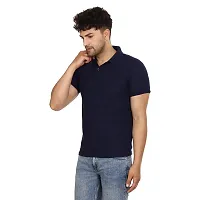 SMAN Men's Polo T-Shirt Regular Fit Polyester Half Sleeve Multicolour with Navy Blue Without Pocket Combo Pack of 2 (Navy Blue  Orange, XL)-thumb4