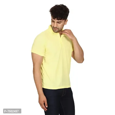 SMAN Men's Polo T-Shirt Regular Fit Polyester Half Sleeve Multicolour with Lemon Without Pocket Combo Pack of 2 (Lemon  Orange, M)-thumb5