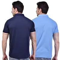 SMAN Men's Regular Fit Polo T Shirt with Half Sleeve and Pocket Combo Pack of 2 | Multi Color |-thumb1