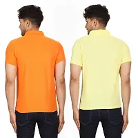 SMAN Men's Polo T-Shirt Regular Fit Polyester Half Sleeve Multicolour with Orange Without Pocket Combo Pack of 2 (Orange  Lemon, 2XL)-thumb1