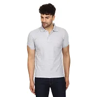 SMAN Men's Polo T-Shirt Regular Fit Polyester Half Sleeve Multicolour with Grey Without Pocket Combo Pack of 2 (Grey  Navy Blue, 2XL)-thumb3