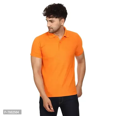 SMAN Men's Polo T-Shirt Regular Fit Polyester Half Sleeve Multicolour with Orange Without Pocket Combo Pack of 2 (Orange  Orange, 2XL)-thumb3