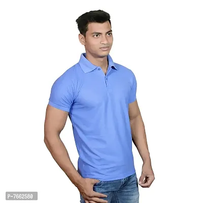 SMAN Men's Solid Polo T-Shirt Slim Fit, Half Sleeve Bottom Neck Collar for Causal and Daily use Combo Pack of 2-thumb2