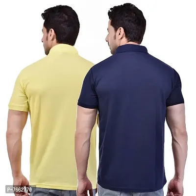 SMAN Men's Regular Fit Polo T Shirt with Half Sleeve and Pocket Combo Pack of 2 | Multi Color |-thumb2