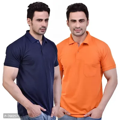SMAN Stylish Men's Regular fit Half Sleeve Polyester Polo T-Shirt Combo Pack of 2