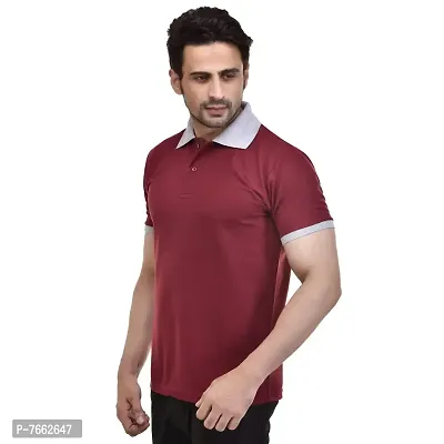 SMAN Men's Polo T-Shirt Regular Fit Polyester Half Sleeve Combo Pack of 2 (Maroon  Navy Blue, M)-thumb3