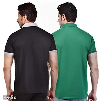 SMAN Men's Polo T-Shirt Regular Fit Polyester Half Sleeve Contrast Colour Combo Pack of 2-thumb2