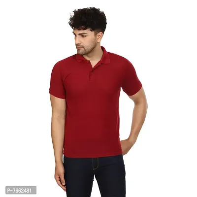 SMAN Men's Polo T-Shirt Regular Fit Polyester Half Sleeve Multicolour Without Pocket Combo Pack of 2 (Maroon  Grey, 2XL)-thumb3