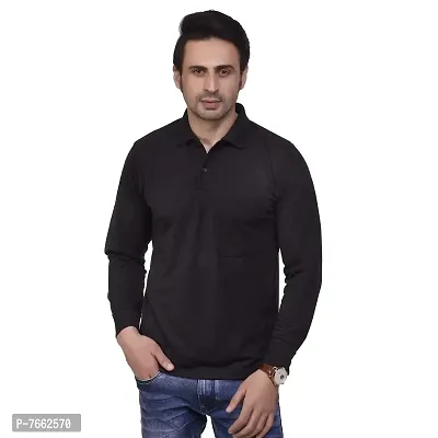 SMAN Stylish Men's Regular Fit Collared Full Sleeve Polo T-Shirt Real Matty Cotton Blend with Pocket for Winter (Multicolors)